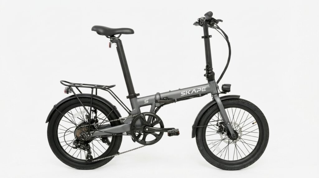 Bicicleta Elétrica Dobrável Skape S preta aro 20 peso 17kg