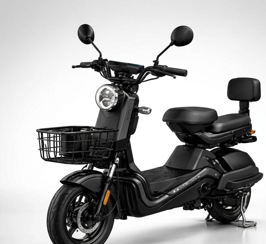 Scooter Bicicleta Elétrica 800W Dropp preta com cesto e assento duplo